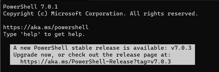 PowerShell upgrade available